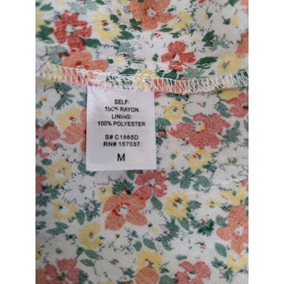 Et Clet Floral Babydoll Puff Sleeve Pleated Mini Dress Size M‎ Peasant Coquette - Picture 7 of 10